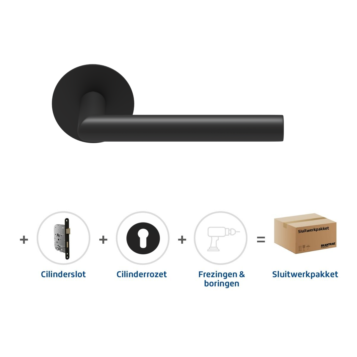 Sluitwerkpakketten met Deurkruk Orbit 19 Flat Zwart